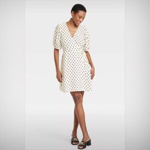 A New Day White with Black Polka Dot Knee Length Summer Wrap Dress size L